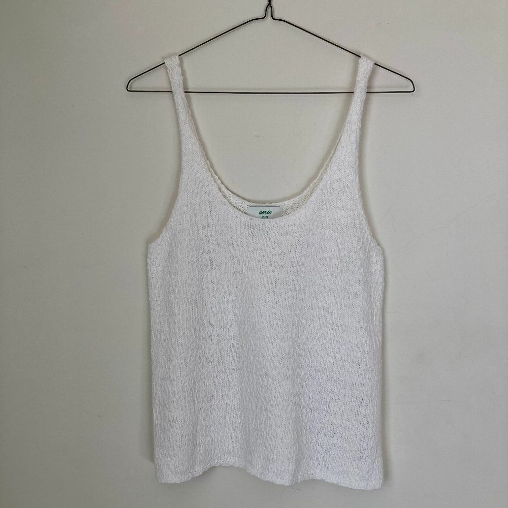 Aerie Knit Tank in White, XS